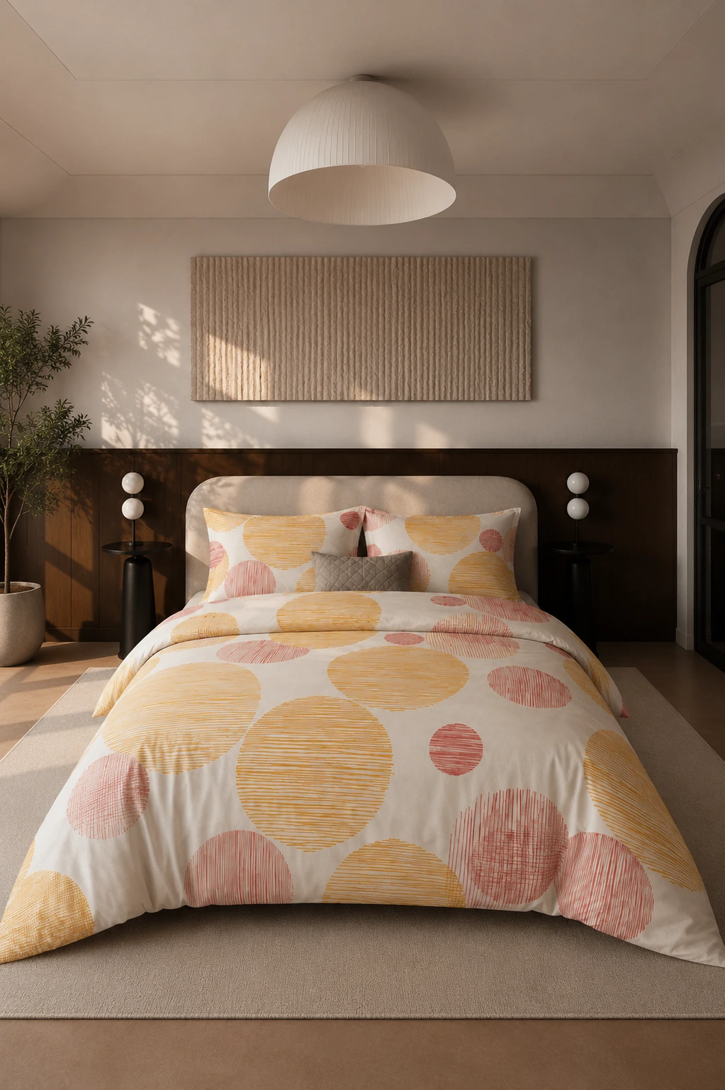 Спален комплект "Слънчеви кръгове" 100% памук (Ранфорс) щампа